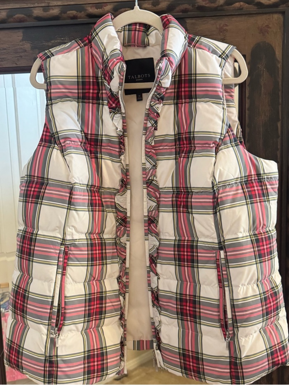 Talbots Plaid Quilted Puffer Vest 1X
